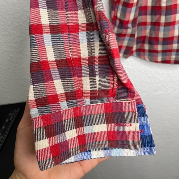 Ben Sherman Mens Red White Blue Plaid Button Down Long Sleeve Shirt Small - Picture 14 of 16